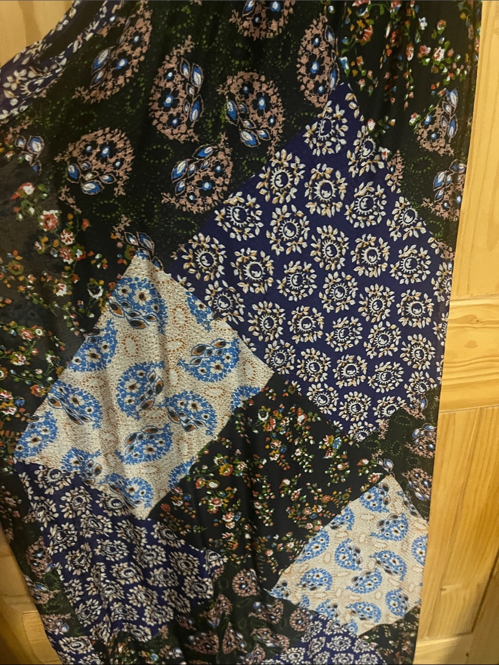 Anthropologie Katrina Patchwork Blue and Cream Paisley Halter Maxi Dress - Picture 4 of 6